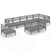 vidaXL Set Salotto da Giardino 9 pz in Legno Massello di Pino Grigio