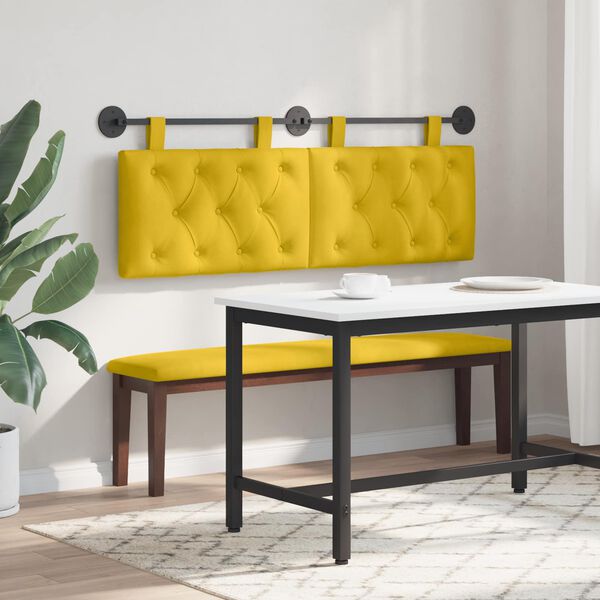 vidaXL Testata appesa Giallo 150 x 55 x 7 cm Velluto