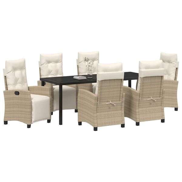 vidaXL Set da Pranzo per Giardino 7 pcs Beige polyrattan