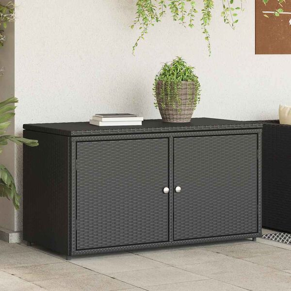 vidaXL Armadietto Portaoggetti Giardino Nero 110x55x60,5cm Polyrattan