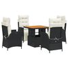 vidaXL Set da Pranzo da Giardino 5 pz Nero con Cuscini in Polyrattan
