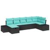 vidaXL Set Divano da Giardino 7 pz Nero polyrattan