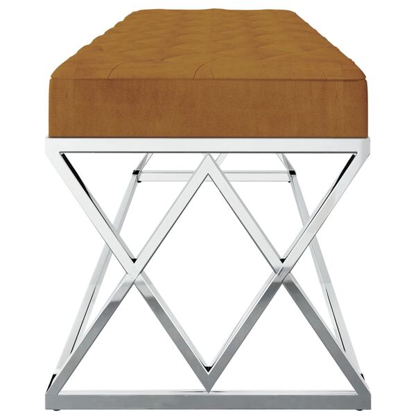 vidaXL Panca Marrone in Velluto e Acciaio Inossidabile