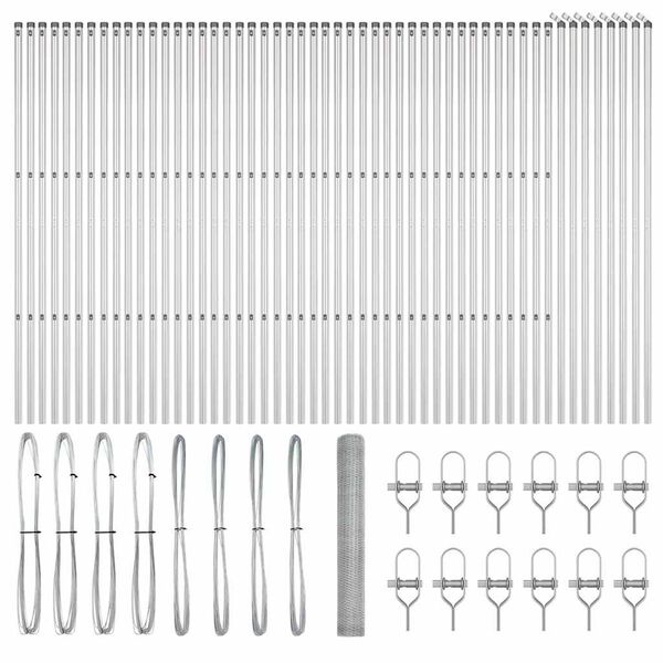 vidaXL Recinzione con pali. Argento 1 x 100 m Acciaio rivestito in PVC