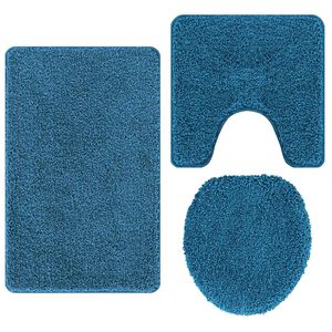 vidaXL Set di tappetini antiscivolo per il bagno 3 pz Blu 50 x 80 cm