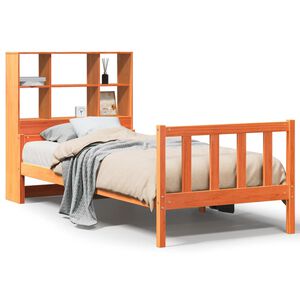 vidaXL Letto Libreria senza Materasso Marrone Cera 75x190 cm Legno