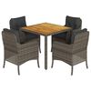 vidaXL Set da Pranzo da Giardino 5 pz con Cuscini in Polyrattan Grigio