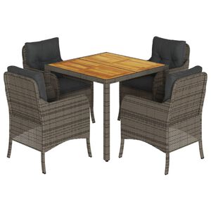 vidaXL Set da Pranzo da Giardino 5 pz con Cuscini in Polyrattan Grigio