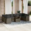 vidaXL Set Divani da Giardino 11 pz con Cuscini in Polyrattan Grigio