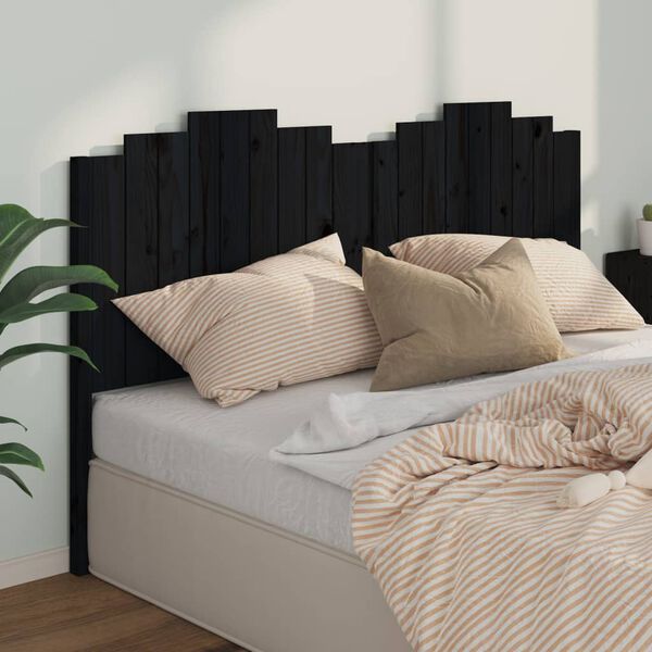 vidaXL Testiera per Letto Nera 186x4x100 cm in Legno Massello di Pino