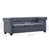 vidaXL Set Divani Chesterfield in Finta Pelle Scamosciata Grigio