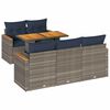 vidaXL Set Divano da Giardino 6 pz con Cuscini Grigio in Polyrattan