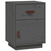 vidaXL Comodino Grigio 40x34x55 cm in Legno Massello di Pino