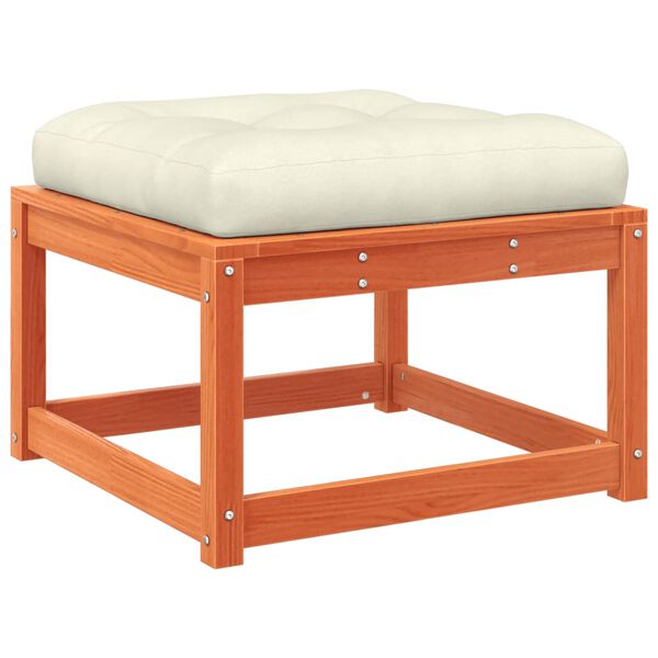 vidaXL Poggiapiedi da Giardino con Cuscino Marrone Cera Massello Pino