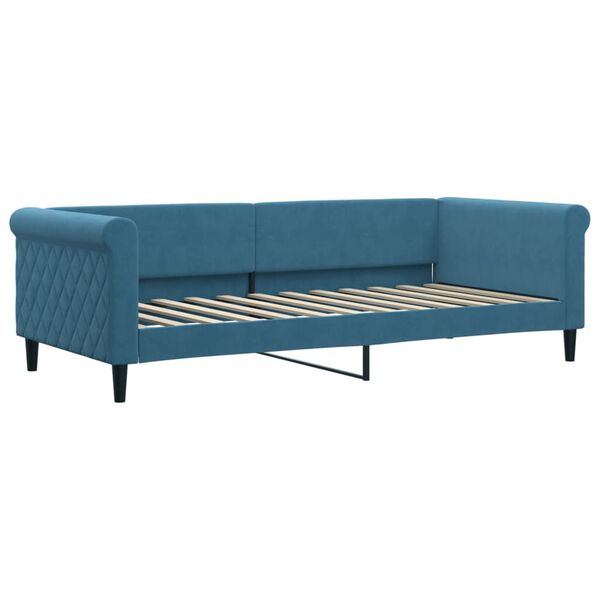 vidaXL Divano Letto con Materasso Blu 90x200 cm in Velluto