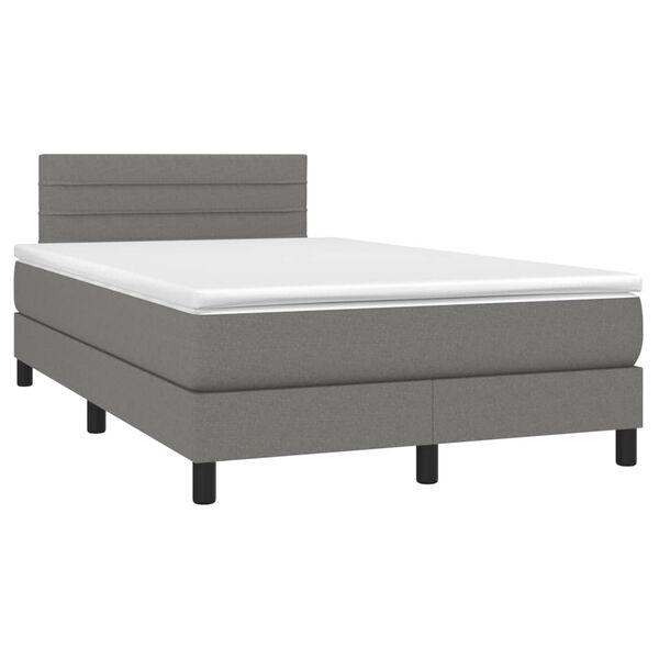 vidaXL Letto a Molle Materasso e LED Grigio Scuro 120x200cm in Tessuto