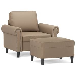 vidaXL Poltrona con Poggiapiedi Cappuccino 60 cm in Similpelle