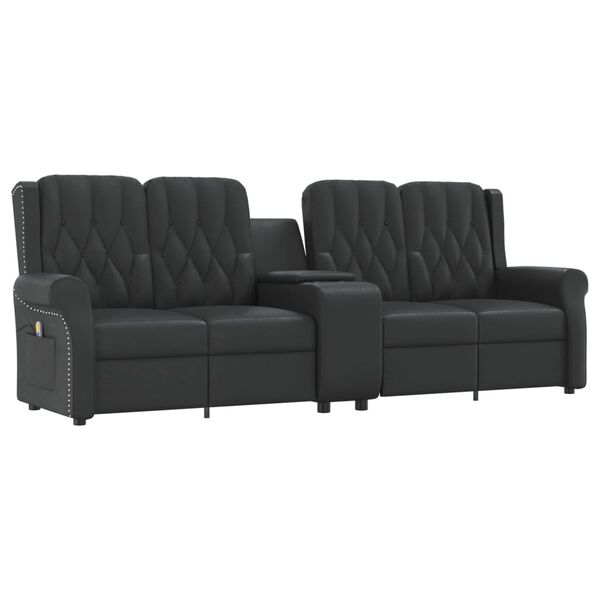 vidaXL Poltrona Massaggiante 4 Posti e Portabicchieri Nera Similpelle