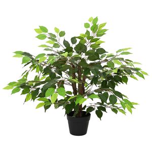 vidaXL Pianta Ficus Artificiale Verde 73 x 16 x 60 cm Tessuto e Legno