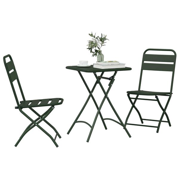 vidaXL Set bistrot 3 pcs Verde scuro Acciaio