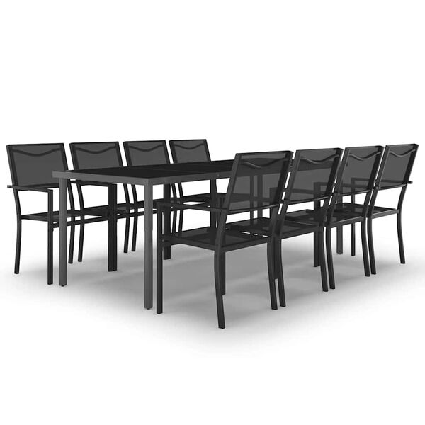 vidaXL Set da Pranzo da Giardino 9 pz in Acciaio