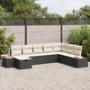 vidaXL Set Divano da Giardino con cuscino Nero polyrattan