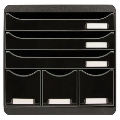 Exacompta Set Cassetti Scrivania Store-Box Maxi 6 Cassetti Nero Lucido