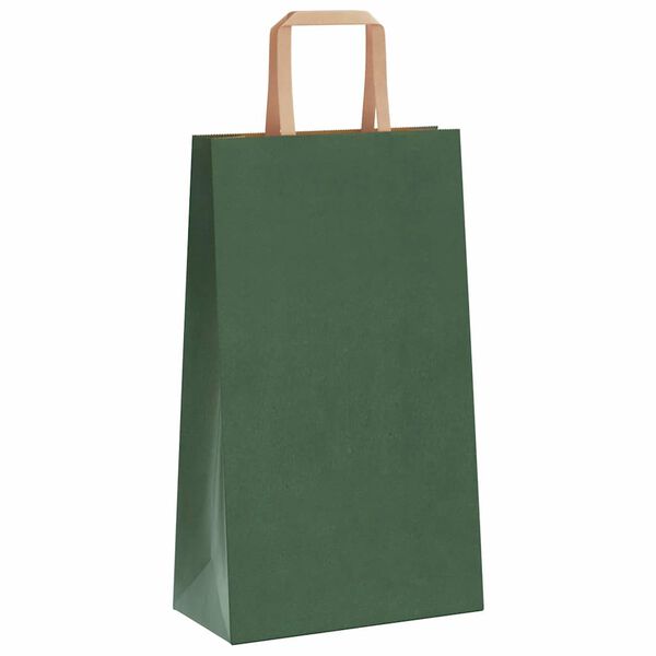 vidaXL Sacchetti di Carta 250 pz con Manici Verdi 21x11x36 cm