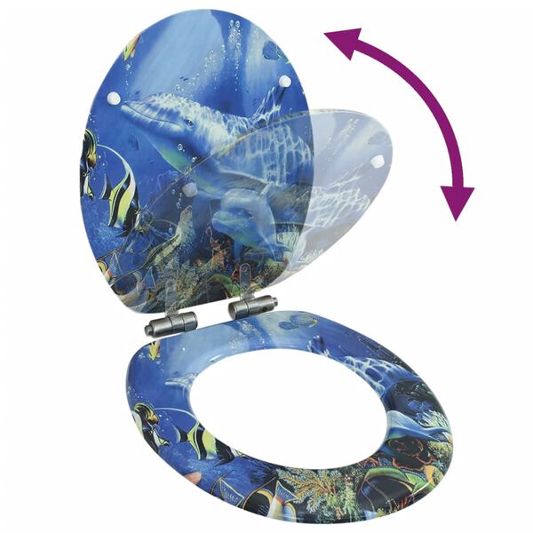 vidaXL Tavoletta WC Coperchio Chiusura Morbida MDF Delfini