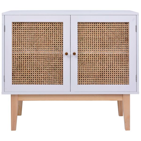 vidaXL Credenza Bianca 88,5x40x80 cm in MDF e Rattan