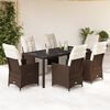 vidaXL Set Bistr&ograve; da Giardino 7 pz con Cuscini in Polyrattan Marrone
