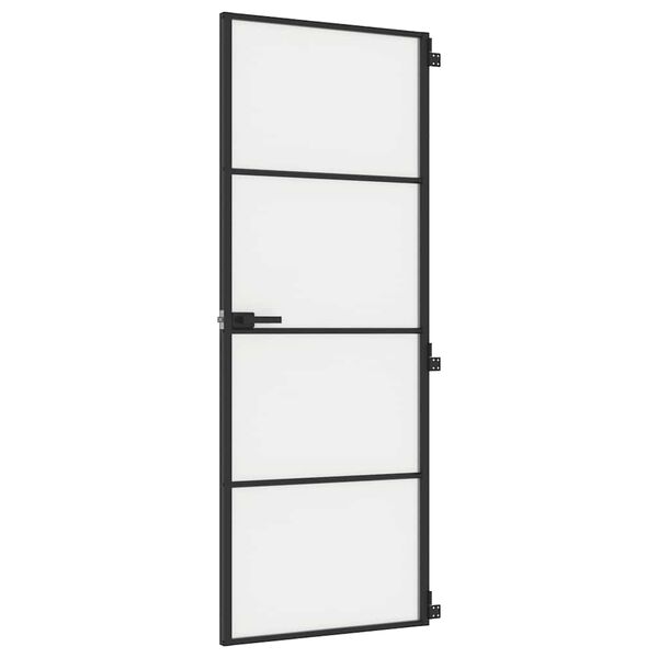 vidaXL Porta per Interni Nera 76x201,5cm Vetro Temperato e Alluminio