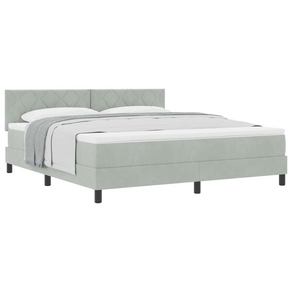 vidaXL Letto a molle con materasso Grigio chiaro 180 x 200 cm Velluto
