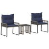 vidaXL Set di Mobili da Esterno 7 pcs Grigio e Blu Navy polyrattan