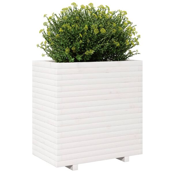vidaXL Fioriera da Giardino Bianca 70x40x72,5cm Legno Massello di Pino
