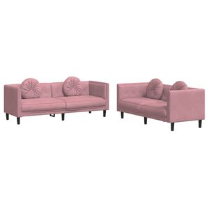 vidaXL Set di Divani 2 pz con Cuscini Rosa in Velluto