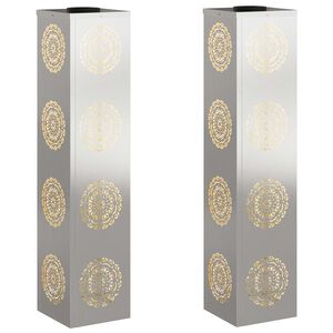 vidaXL Faro LED solare per sentieri 2 pz Bianco caldo 18 x 18 x 80 cm