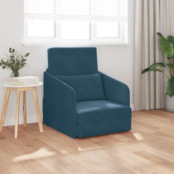 vidaXL Divano letto Blu 65 x 80 x 83 cm Velluto