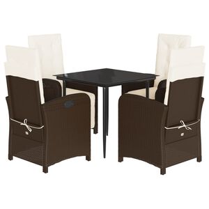 vidaXL Set da Pranzo da Giardino 5pz con Cuscini in Polyrattan Marrone
