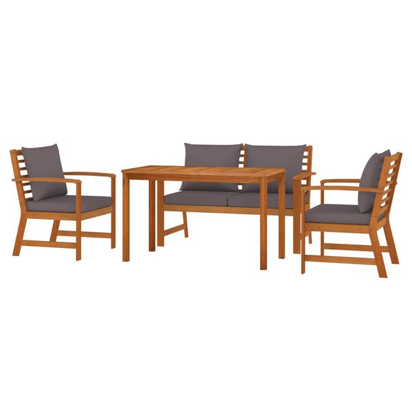 vidaXL Set da Pranzo Giardino 4pz con Cuscini Legno Massello di Acacia