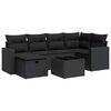 vidaXL Set Divani da Giardino con Cuscini 7pz Nero Polyrattan