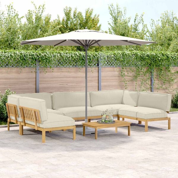vidaXL Set di divani con cuscino 6 pcs Crema Legno di Acacia Massello