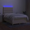 vidaXL Letto a Molle con Materasso e LED Crema 120x190 cm in Tessuto