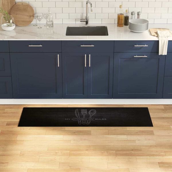 vidaXL Tappeto da Cucina Nero 150 x 45 cm Velluto