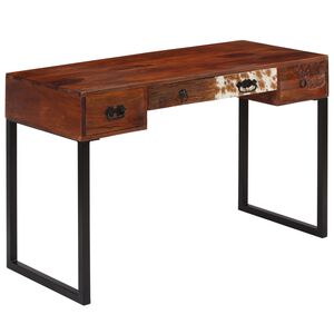 vidaXL Scrivania Legno Massello di Acacia e Vera Pelle 117x50x76 cm