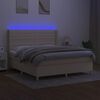 vidaXL Letto a Molle con Materasso e LED Crema 160x200 cm in Tessuto