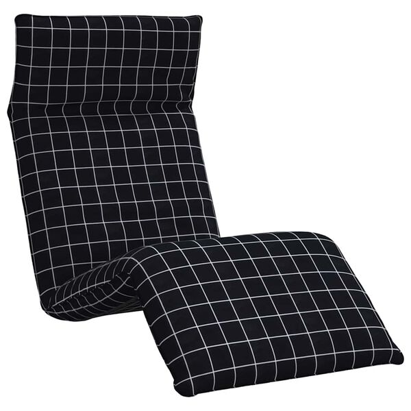 vidaXL Lettino Pieghevole Quadri Neri 175x54x8,5 cm in Tessuto Oxford