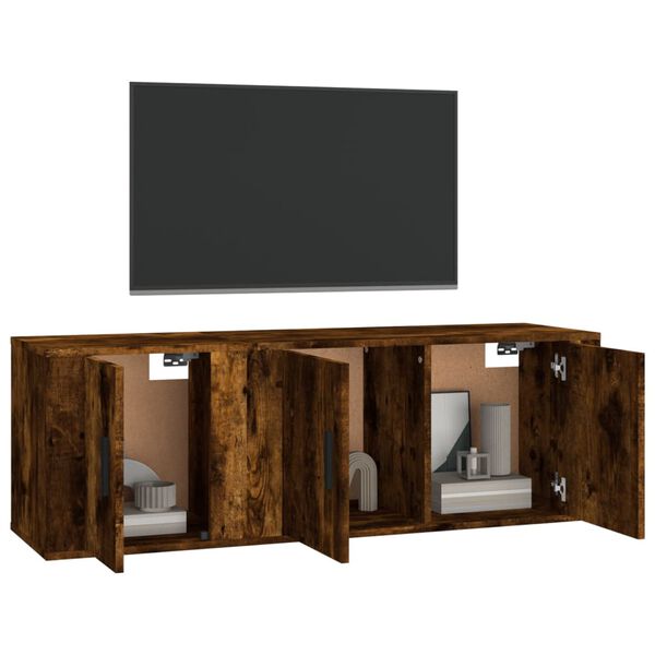 vidaXL Set Mobili Porta TV 2 pz Rovere Fumo in Legno Multistrato