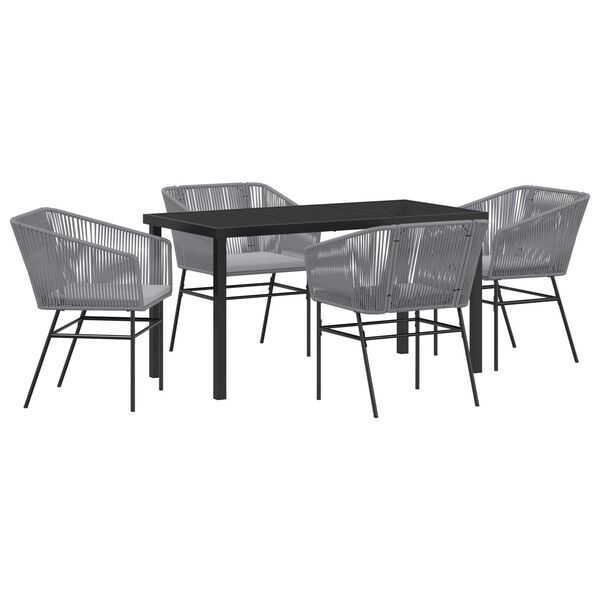 vidaXL Set da Pranzo per Giardino con cuscino 5 pcs Grigio