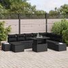 vidaXL Set Divano da Giardino con cuscino 9 pcs Nero polyrattan
